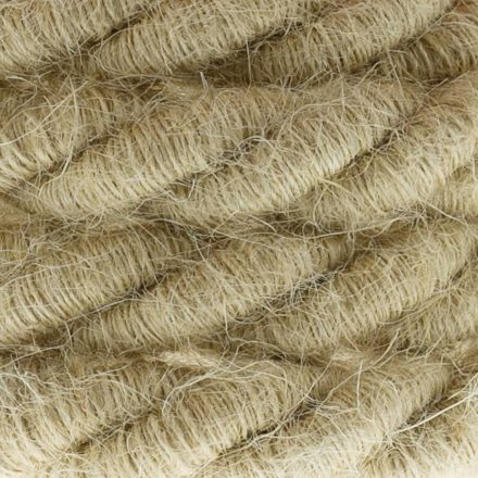 XL electrical cable, electrical wire 3x0.75. Rough jute fabric cover. Diameter 16 mm.