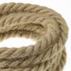XL electrical cable, electrical wire 3x0.75. Rough jute fabric cover. Diameter 16 mm.