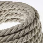 XL electrical cable, electrical wire 3x0.75. Natural linen cover. Diameter 16 mm.