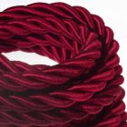 2XL electrical wire, electrical cable 3x0.75. Glossy dark burgundy fabric cover. Diameter 24 mm.