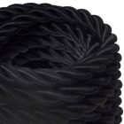2XL electrical wire, electrical cable 3x0.75. Glossy black fabric cover. Diameter 24 mm.