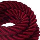 3XL electrical cable, electrical wire 3x0.75. Glossy dark burgundy fabric cover. Diameter 30 mm.