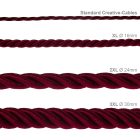 3XL electrical cable, electrical wire 3x0.75. Glossy dark burgundy fabric cover. Diameter 30 mm.