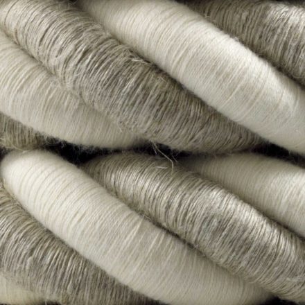 3XL electrical wire, 3x0.75 electrical cable. Natural linen and raw cotton fabric cover. Diameter 30 mm.