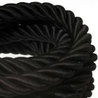 3XL electrical wire, electrical cable 3x0.75. Glossy black fabric cover. Diameter 30 mm.