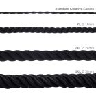 3XL electrical wire, electrical cable 3x0.75. Glossy black fabric cover. Diameter 30 mm.