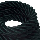 3XL electrical wire, electrical cable 3x0.75. Glossy dark green fabric cover. Diameter 30 mm.