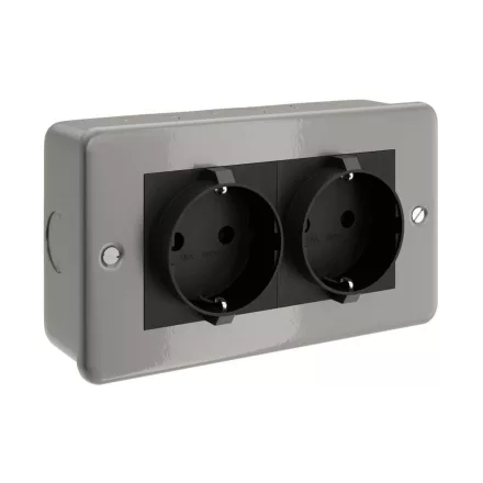 Metal-coated box with double Schuko socket for Creative-Tube