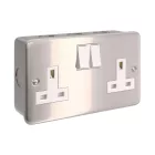 Metal-coated box with double UK socket and double switch for Creative-Tube