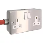 Metal-coated box with double UK socket and double switch for Creative-Tube