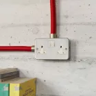 Metal-coated box with double UK socket and double switch for Creative-Tube