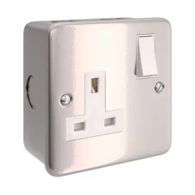   Metal-coated box with UK socket and single switch for Creative-Tube