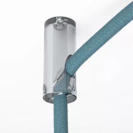 Decentraliser, ceiling hook for fabric electrical cables, with stopper