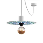 Mini Ellepì "Maioliche" flat lampshade, ideal for pendant and wall lamps or string lights, 24 cm diameter - Made in Italy