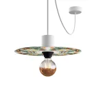 Mini Ellepì "Maioliche" flat lampshade, ideal for pendant and wall lamps or string lights, 24 cm diameter - Made in Italy