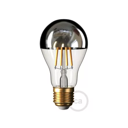 Silver Half Sphere Drop A60 LED Bulb 7W E27 Dimmable 2700K