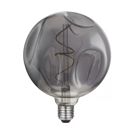 LED bulb, spherical, G140, embossed, smoky spiral filament, 5 W, 150 lm, E27, 2000 K, dimmable