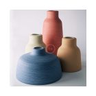  CERAMIC LAMP SHADE CUP, MATERIA COLLECTION - MADE IN ITALY STRIPED DARK GREY-WHITE