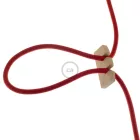 Suspended lamp Height adjustment mechanism made of untreated neutral wood. Made in Italy.