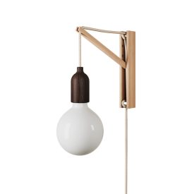Wooden wall lamp with plug
