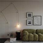 Portable Snake lamp with metal lamp holder and plug, 4 Rolé wooden guides