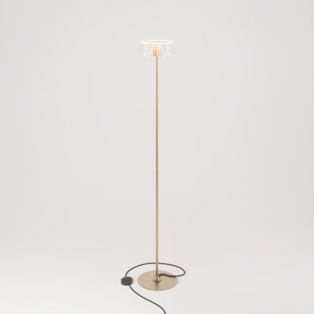 MAG-Y floor lamp with round metal base and transparent Ghost bulb