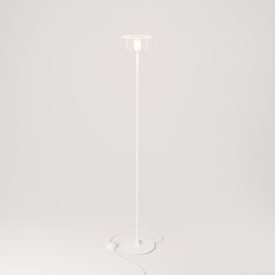   MAG-Y floor lamp with round metal base and transparent Ghost bulb