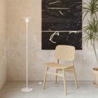 MAG-Y floor lamp with round metal base and transparent Ghost bulb