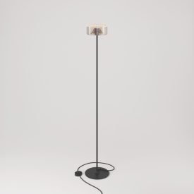 MAG-Y floor lamp with round metal base and Ghost smoked bulb