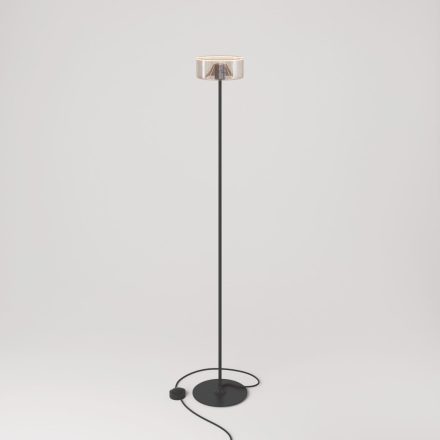 MAG-Y floor lamp with round metal base and Ghost smoked bulb