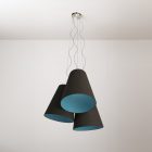 Trittico chandelier with two-tone conical lampshades - Made in Italy