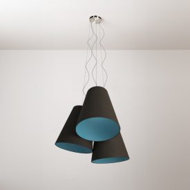   Trittico chandelier with two-tone conical lampshades - Made in Italy