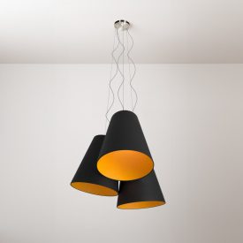   Trittico chandelier with two-tone conical lampshades - Made in Italy