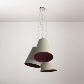   Trittico chandelier with two-tone conical lampshades - Made in Italy