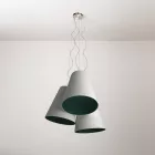 Trittico chandelier with two-tone conical lampshades - Made in Italy