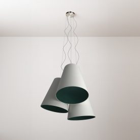   Trittico chandelier with two-tone conical lampshades - Made in Italy