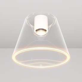   Designer ceiling lamp with transparent, cone-shaped Ghost bulb