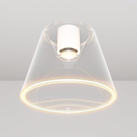 Designer ceiling lamp with transparent, cone-shaped Ghost bulb