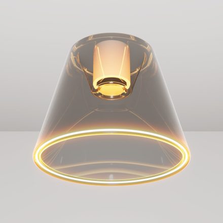 Designer ceiling lamp with smoky, cone-shaped Ghost bulb