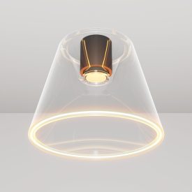   Designer ceiling lamp with transparent, cone-shaped Ghost bulb