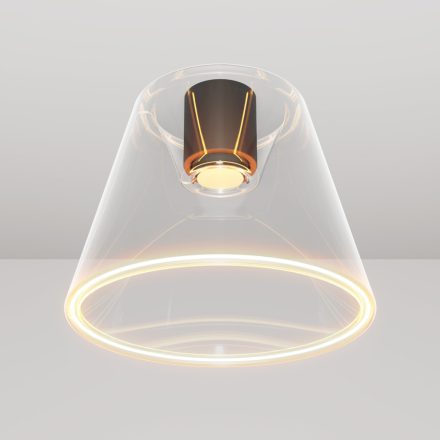 Designer ceiling lamp with transparent, cone-shaped Ghost bulb
