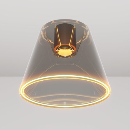 Designer ceiling lamp with smoky, cone-shaped Ghost bulb