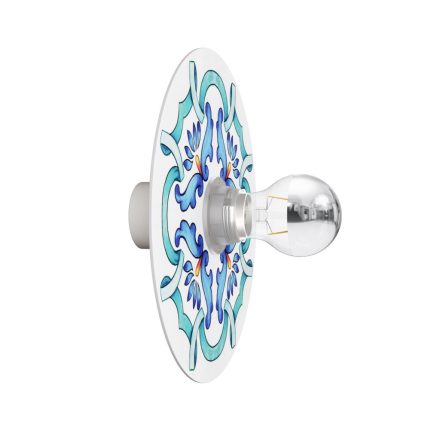 Wall or ceiling lamp with majolica lampshade - IP44 waterproof - IO