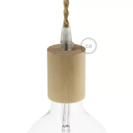 Wooden bulb connector set - for pendant lamp cables - E26