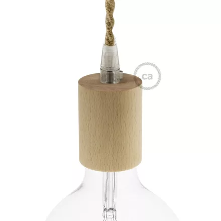 Wooden bulb connector set - for pendant lamp cables - E26