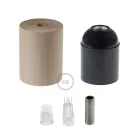 Wooden bulb connector set - for pendant lamp cables - E26