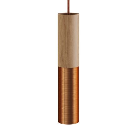 Tub-E14, wooden and metal tube for spotlights, with E14 double ring lamp holder