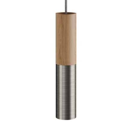 Tub-E14, wooden and metal tube for spotlights, with E14 double ring lamp holder
