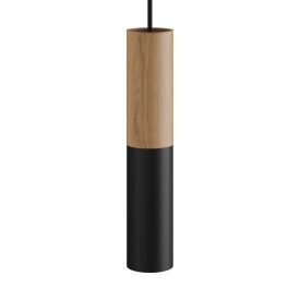   Tub-E14, wooden and metal tube for spotlights, with E14 double ring lamp holder