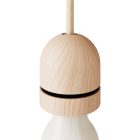 Wooden E27 threaded hemispherical lamp holder set with concealed cable clamp and sleeve cover for lampshade